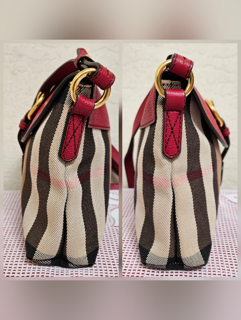 Burberry Small Canvas Leather Check Milton Shoulder Bag AUTHENTIC - Picture 10 of 16